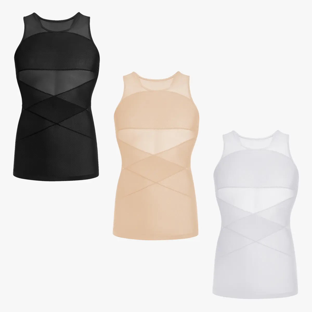 【2 pack】Men's Compression Shirt Shapewear Tanktop Menboobs And Tummy Control Fajas Undershirt