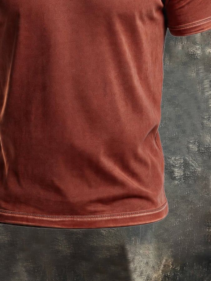 Men's Vintage 100% Cotton Washed, Ribbed, Faded T-Shirt