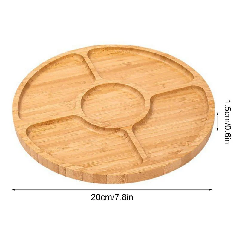 Bamboo Appetizer Party Platter Divided Serving Tray With 5 Compartments Fit For Serving Dishes Serving Platters Chip And Dip Tra