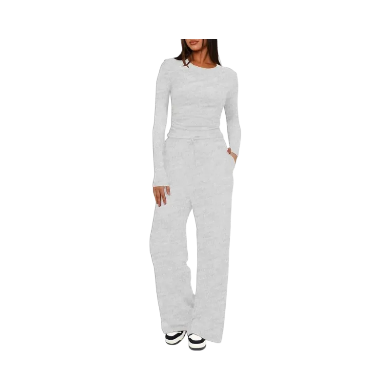 Women's Solid Ruched Drawstring Loungewear Set