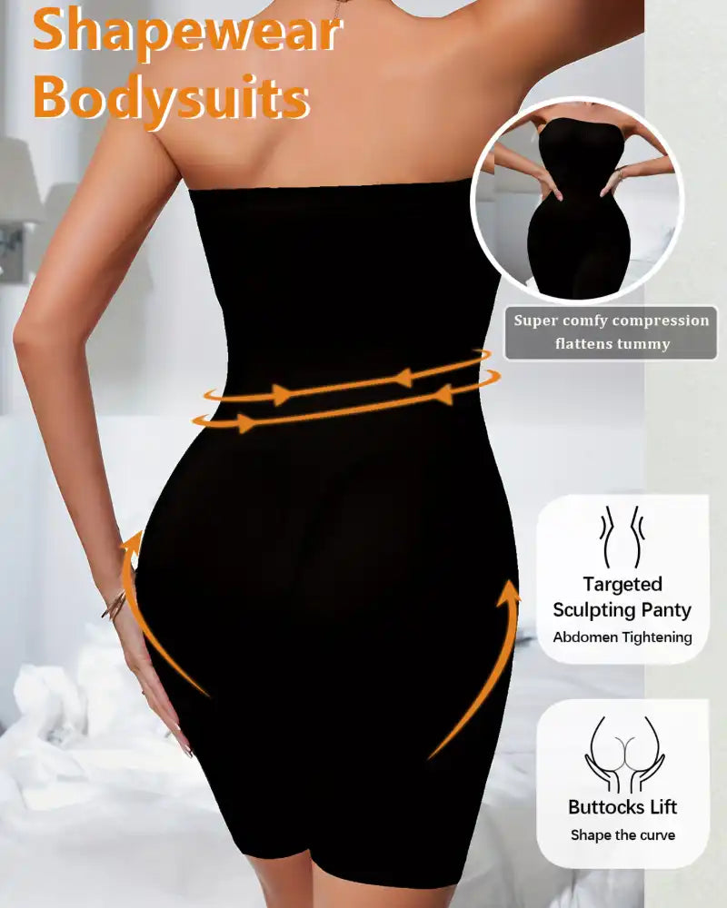 +$5 BOGO FREE!🔥Strapless Tummy Control Shapewear Bodysuit - Mid-Thigh Coverage