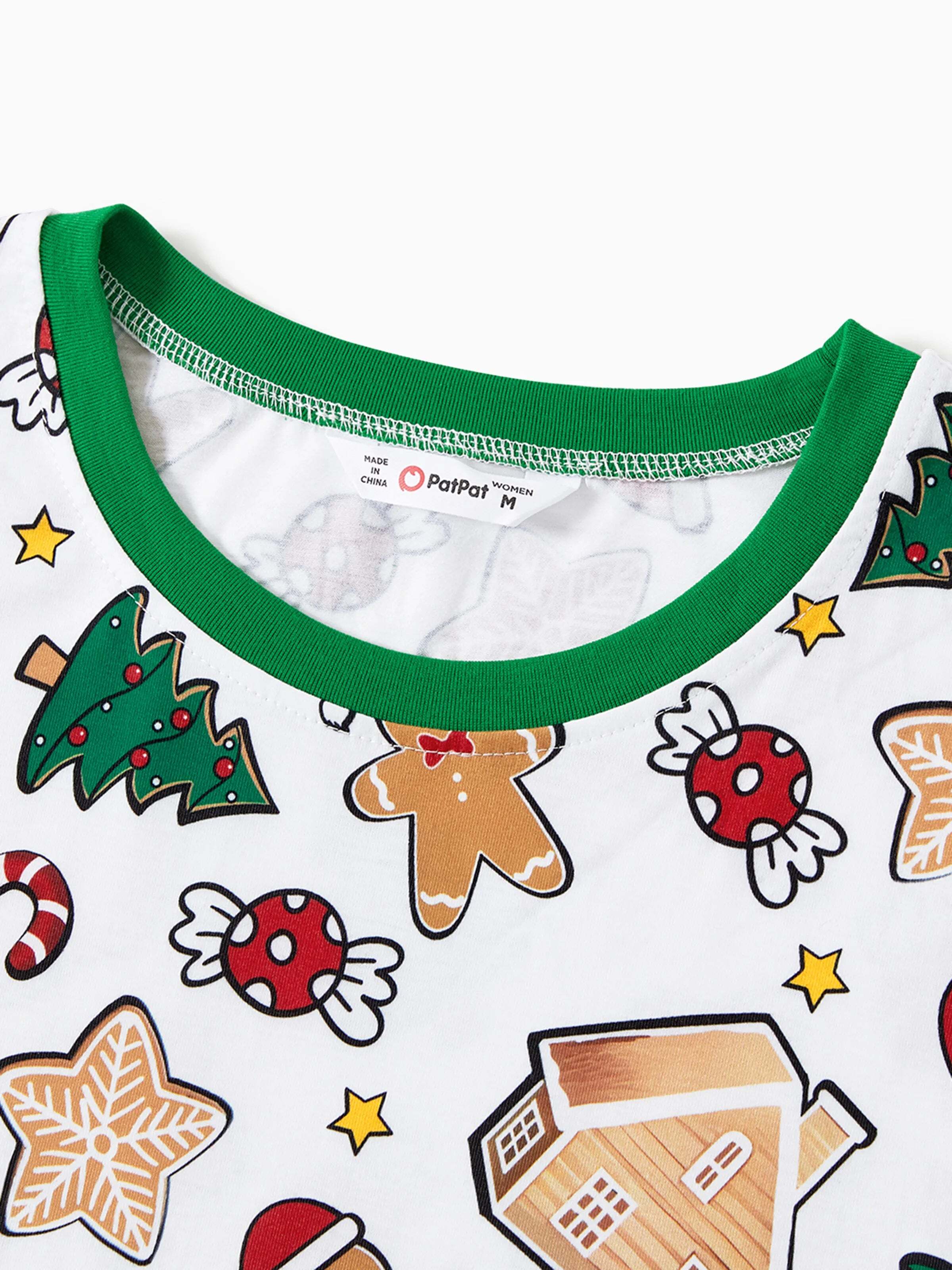 Gingerbread House Pajamas Matching Family Green Christmas PJs Sets with Christmas Socks Multi-color