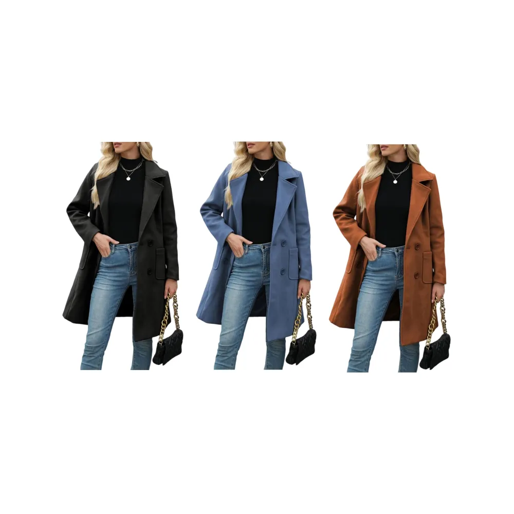 复制Women Wool Blend Camel Mid-Long Coat