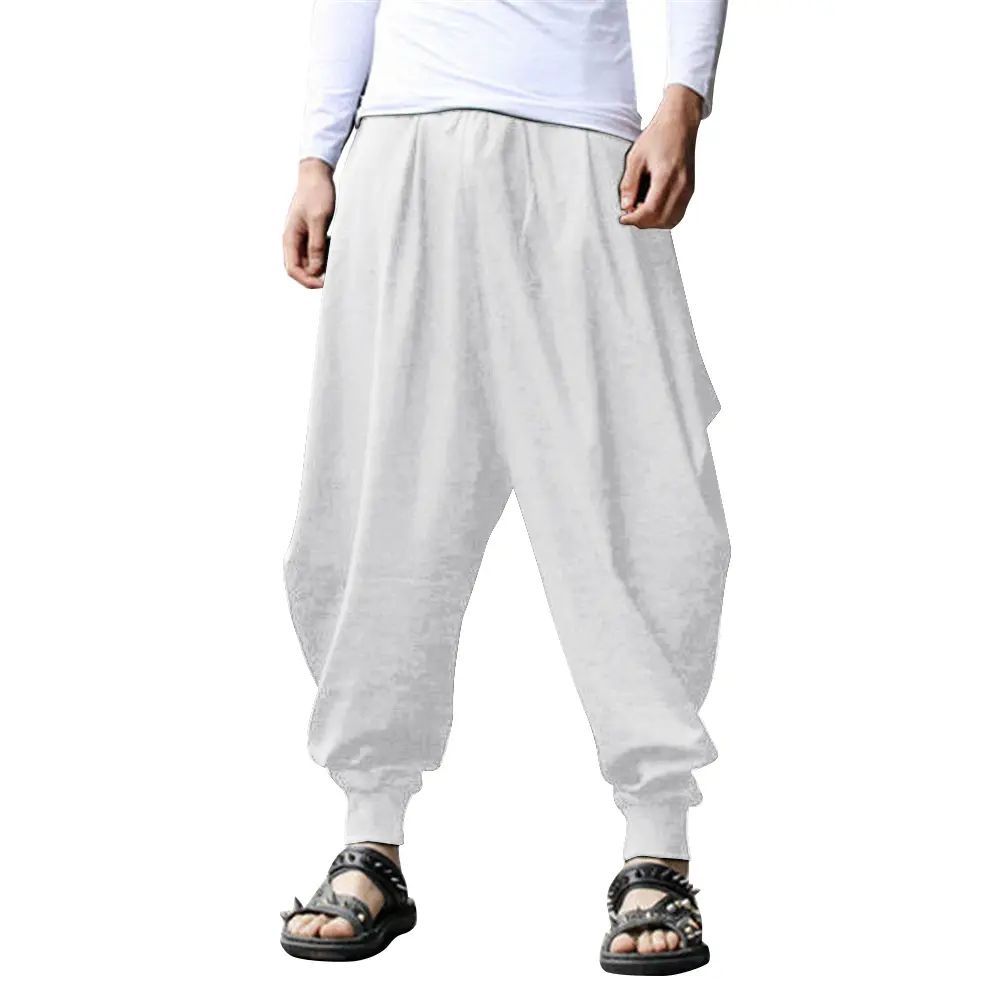 Men's Harem Pants – Baggy Drop Crotch Linen Boho Yoga Casual Trousers