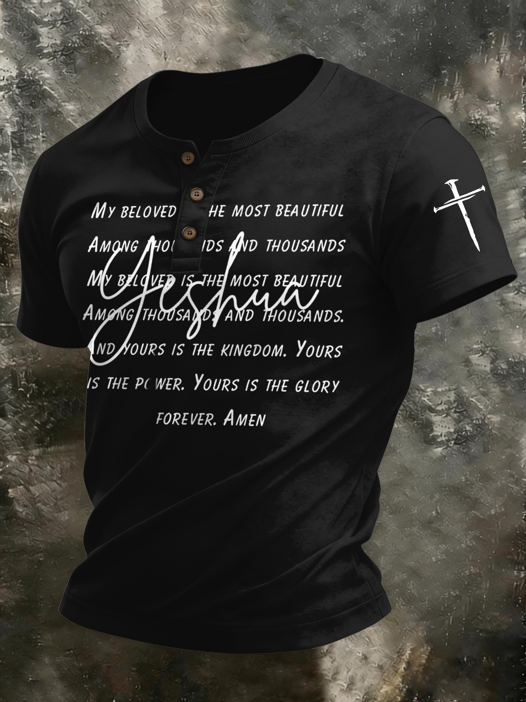 Men'S Casual Faith In Christ Jesus Henry Collar Polo Shirt