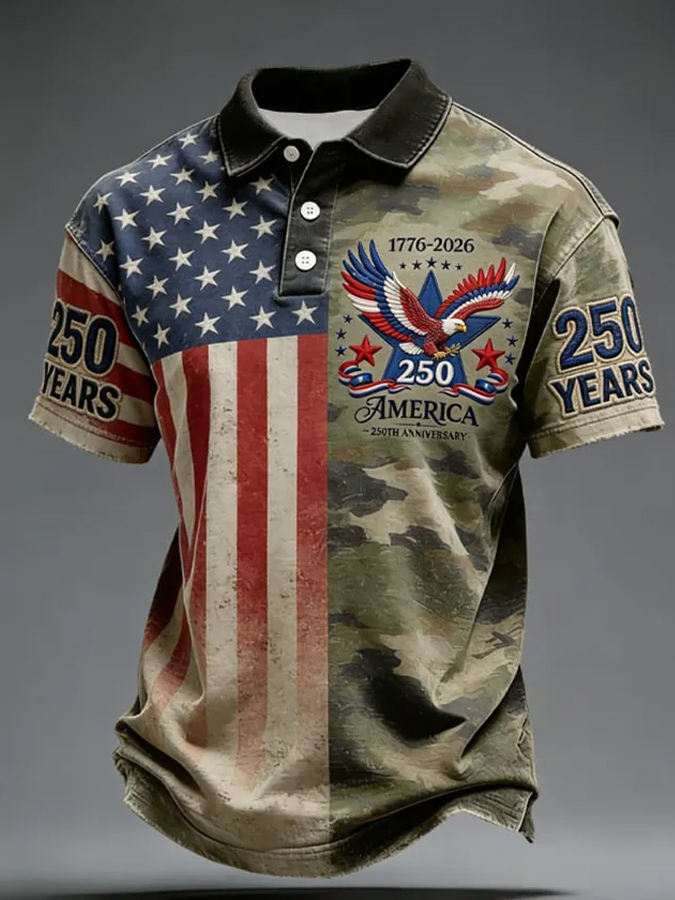 Men's 250th Anniversary Printed Casual Polo Shirt