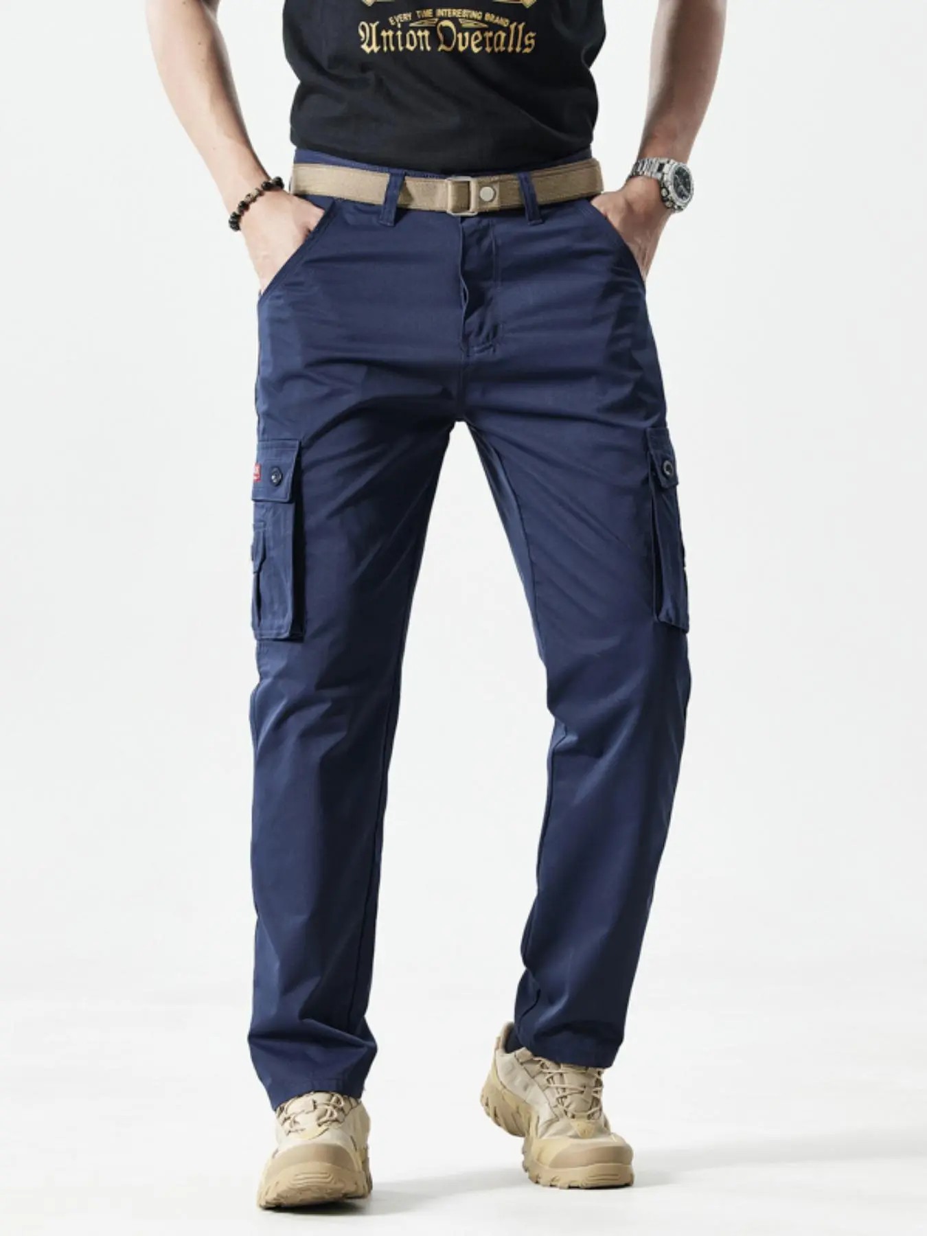 Men's Casual Cargo Pants, Workout Joggers, Relaxed Fit Stretch, Hiking Pants with Multi Pockets