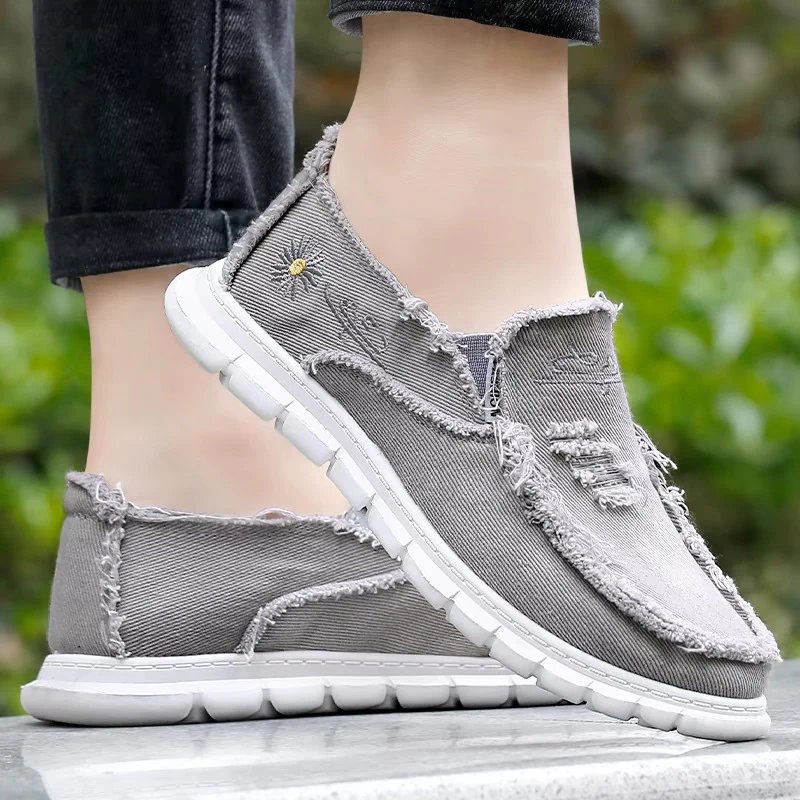 Raw Edge Round Toe Embroidery Flat Slip-Ons  (multiple color options)