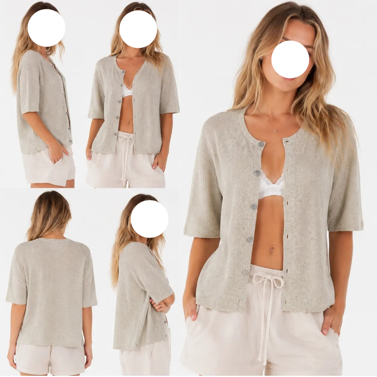 Women's Short Sleeve Ribbed Knit Cardigan – Lightweight Button Down Layering Top