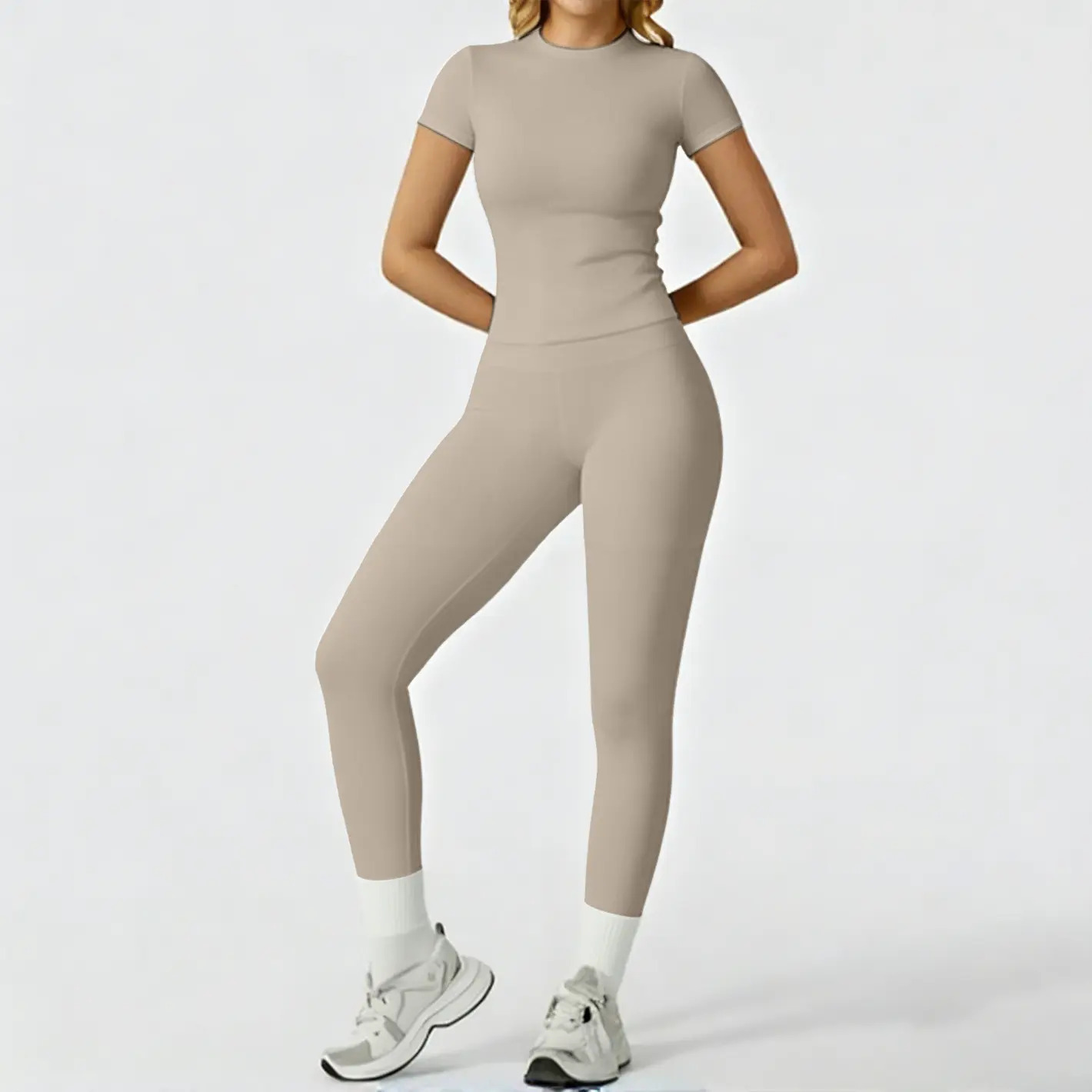 Women's Solid-Color Sports T-Shirt Set