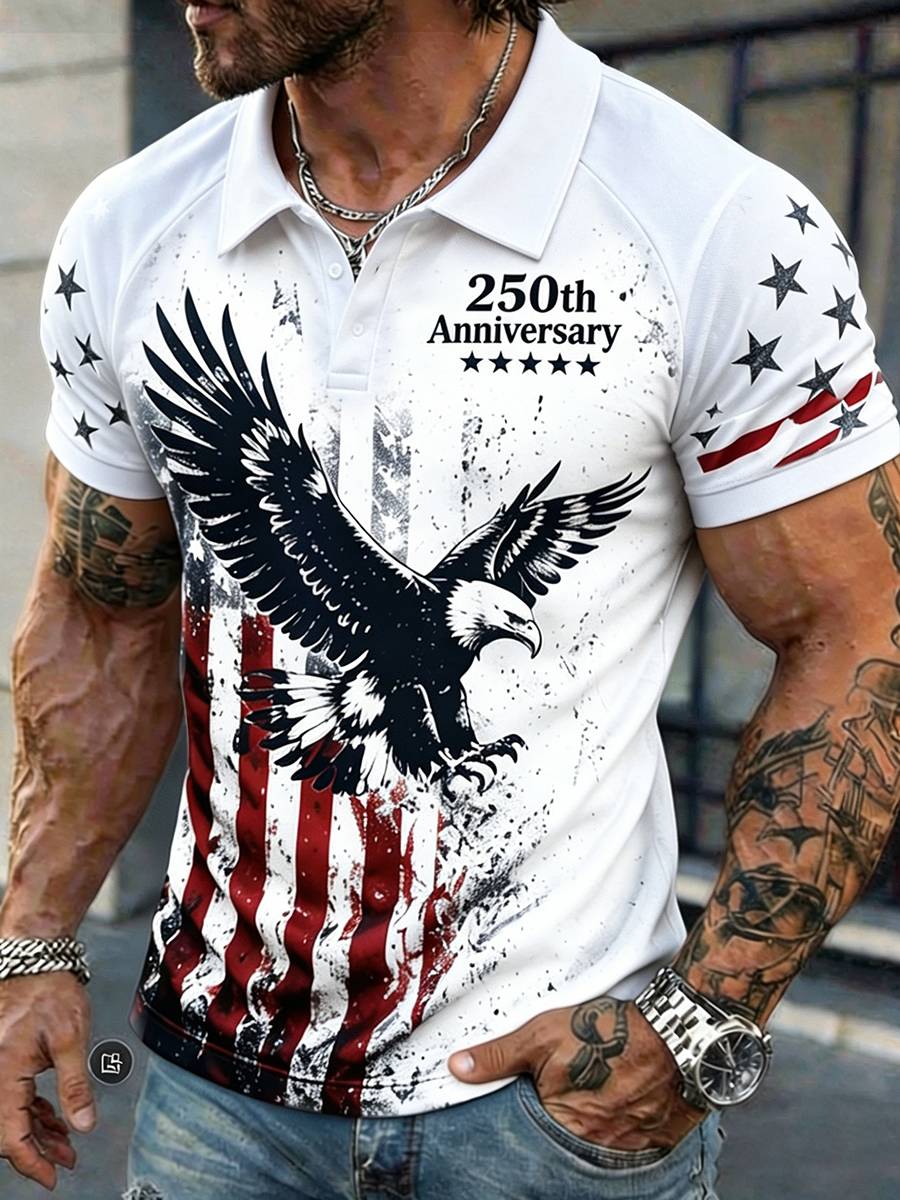 Men's 250th Anniversary Eagle American Flag Polo Shirt