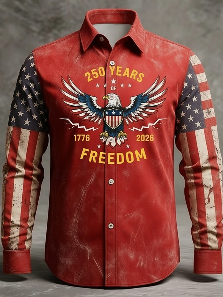 Creative Flag Print 250Th Anniversary Commemorative Shirt