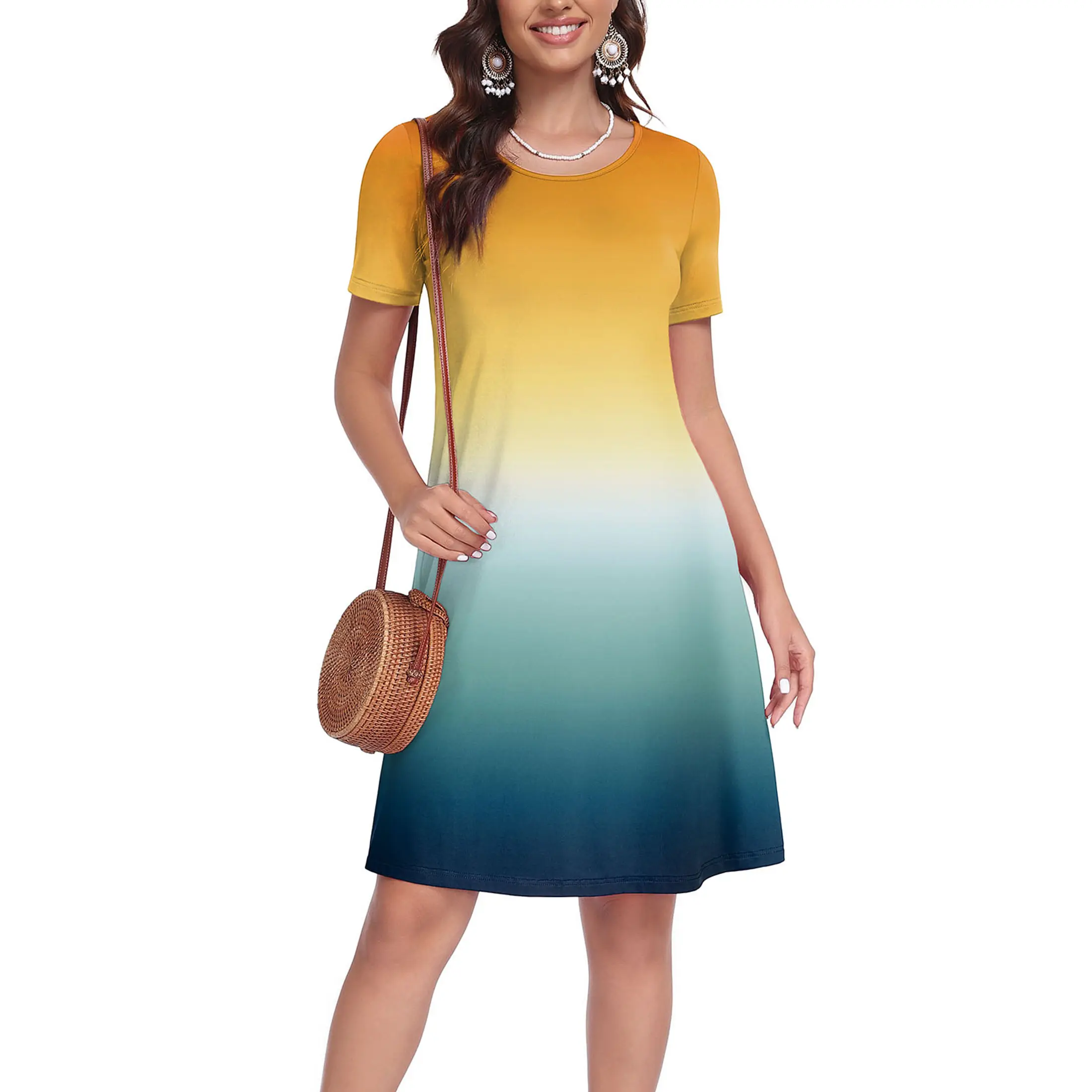 Women’s Floral Midi Dress with Pockets – Casual Summer Travel Style