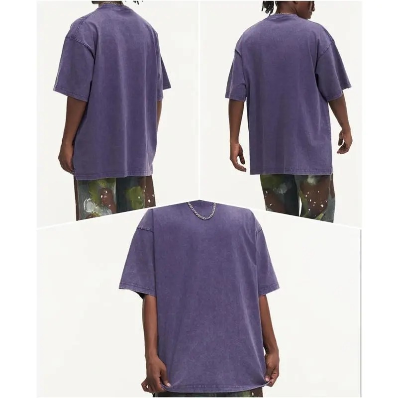 Oversized Tshirts for Men Gym Vintage Heavyweight T Shirts Cotton Workout Acid Wash Baggy Tees