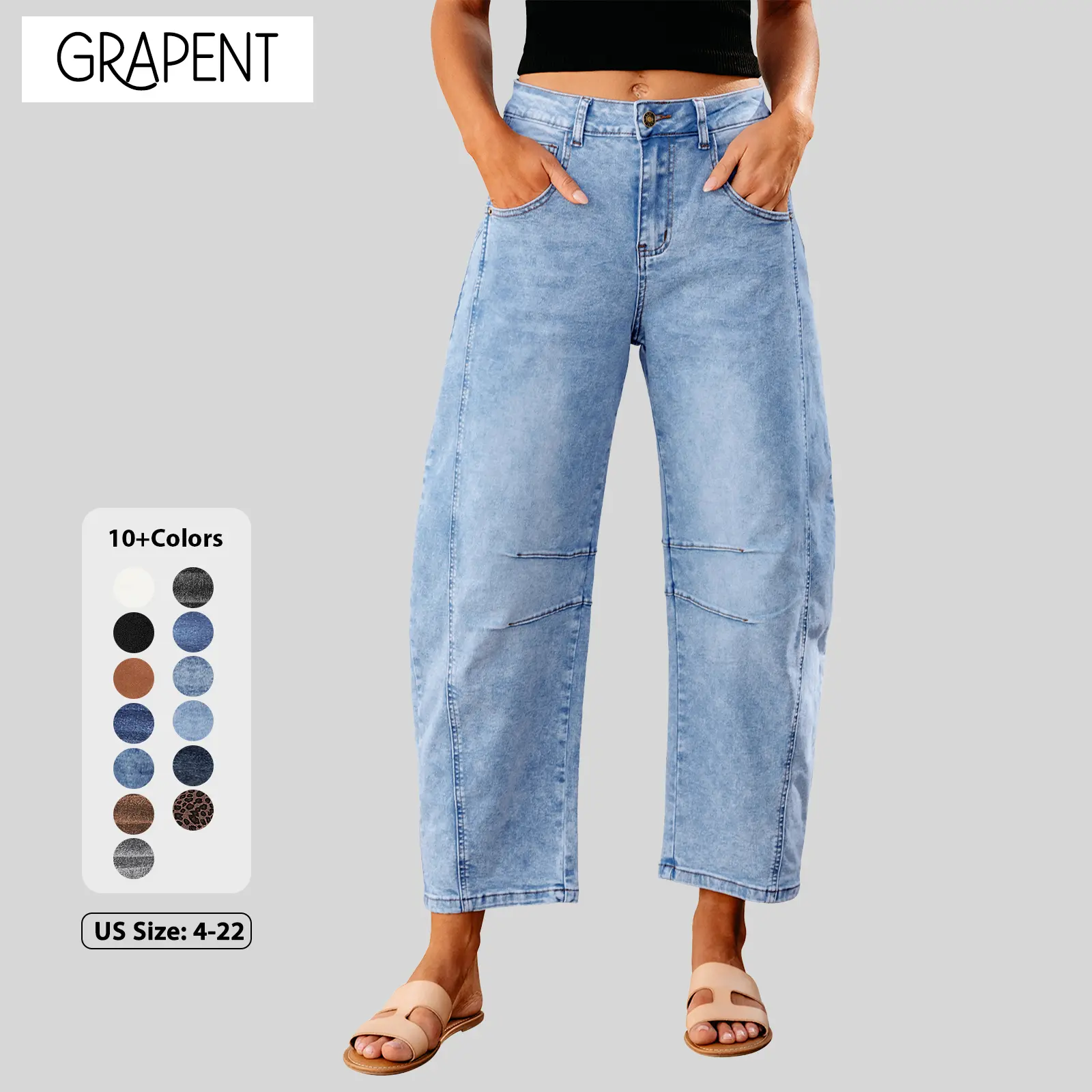 Women’s High‑Waisted Wide‑Leg Barrel Jeans (Stretch Denim Comfort)