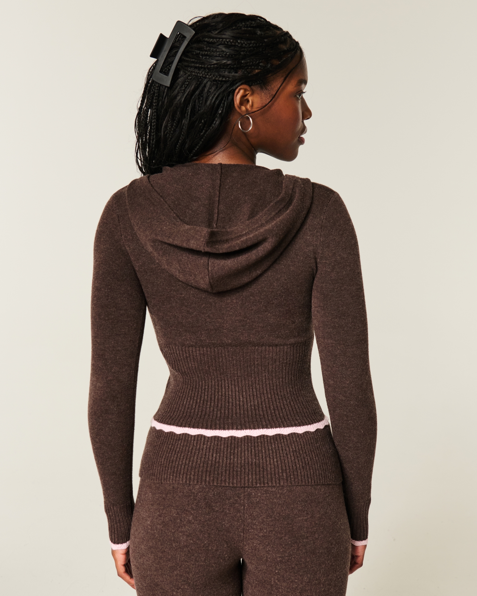 Gilly Hicks Cable-Knit Zip-Up Hoodie Sweater