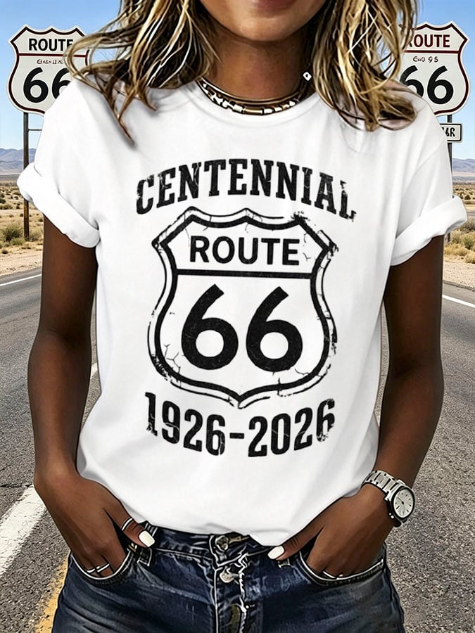 Women's Route 66 Centennial Print Casual T-shirt