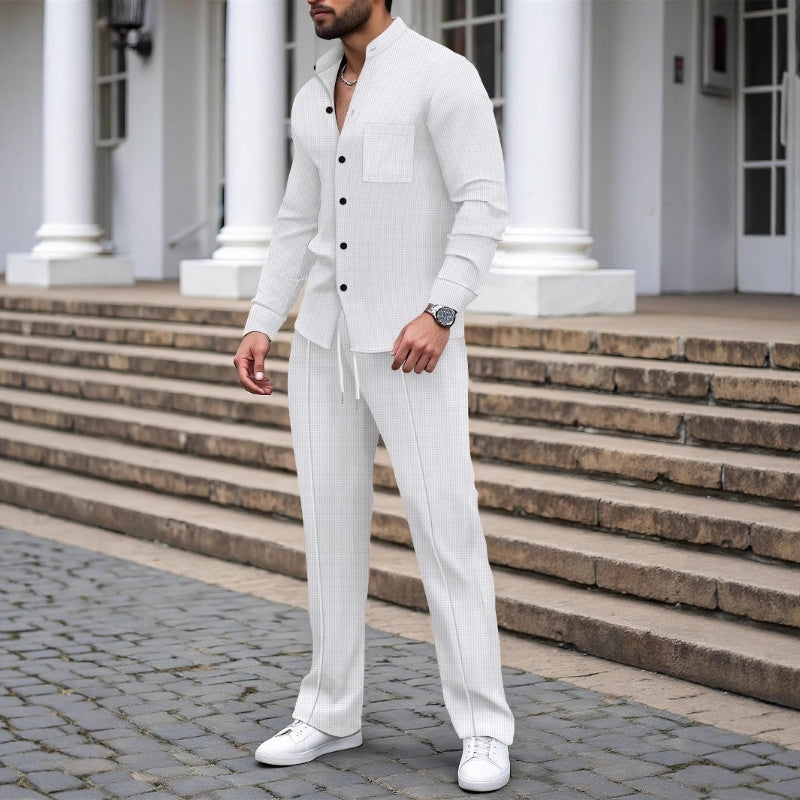 🎁2026 New Arrivals💥Men’s Casual Waffle Shirt Pants 2-Piece Set🔥