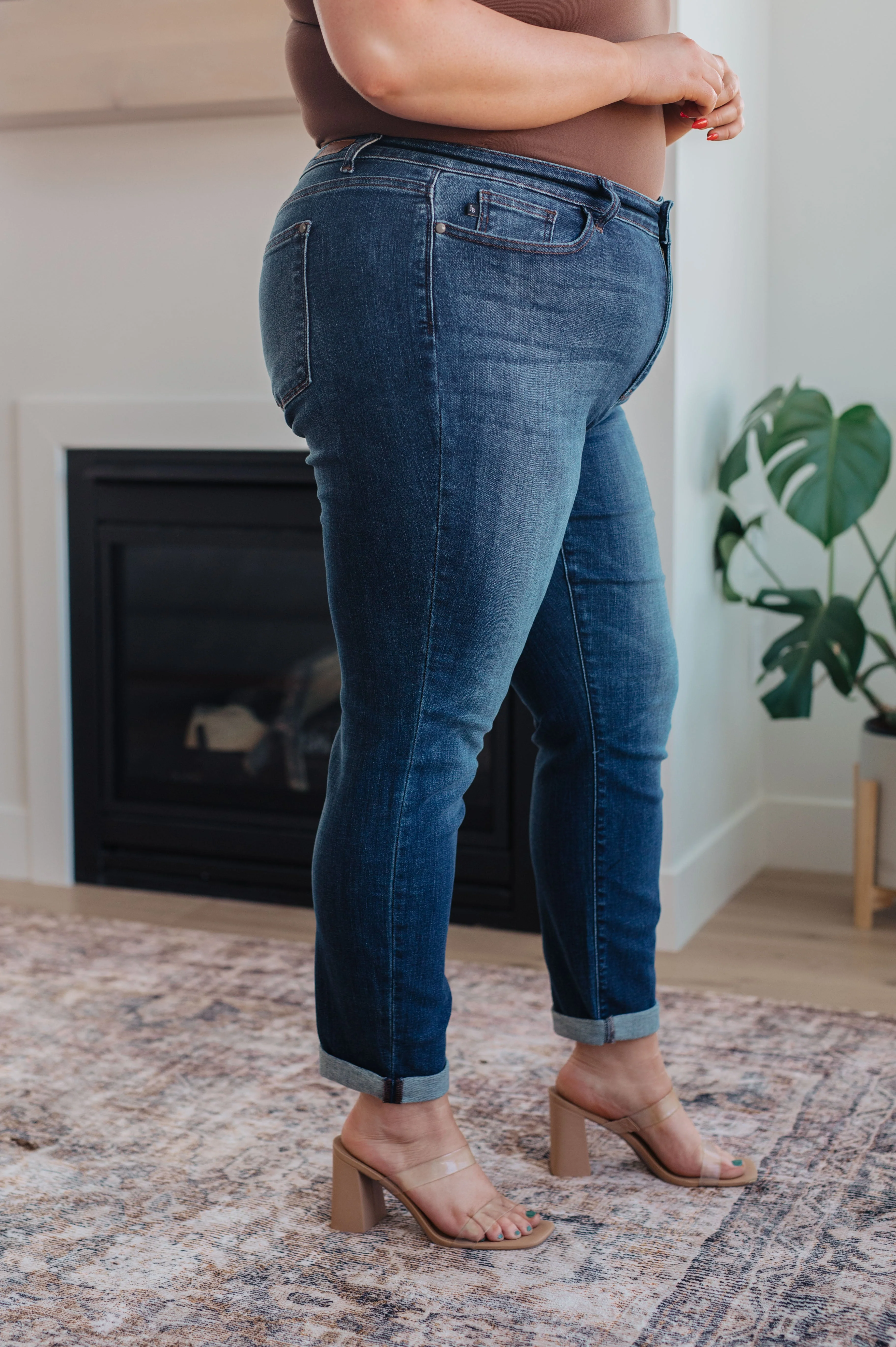 Mid Rise Cuffed Slim Fit Jeans