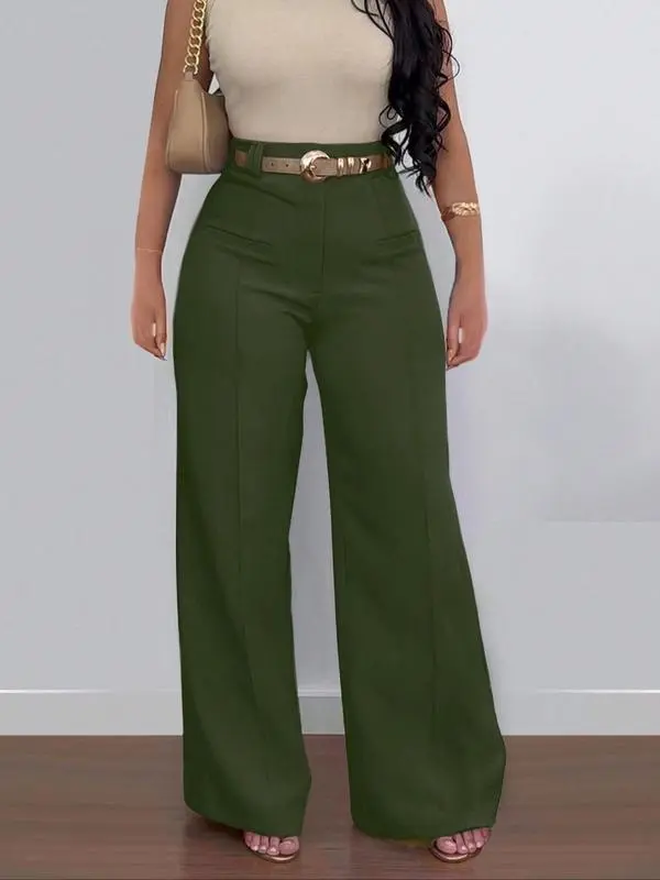 Women's Plain Pocket Wide Leg Fit Pants