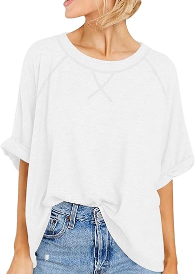 Womens Oversized Tshirts Casual Summer Tops Short Sleeve Loose Fit Tunic T Shirts