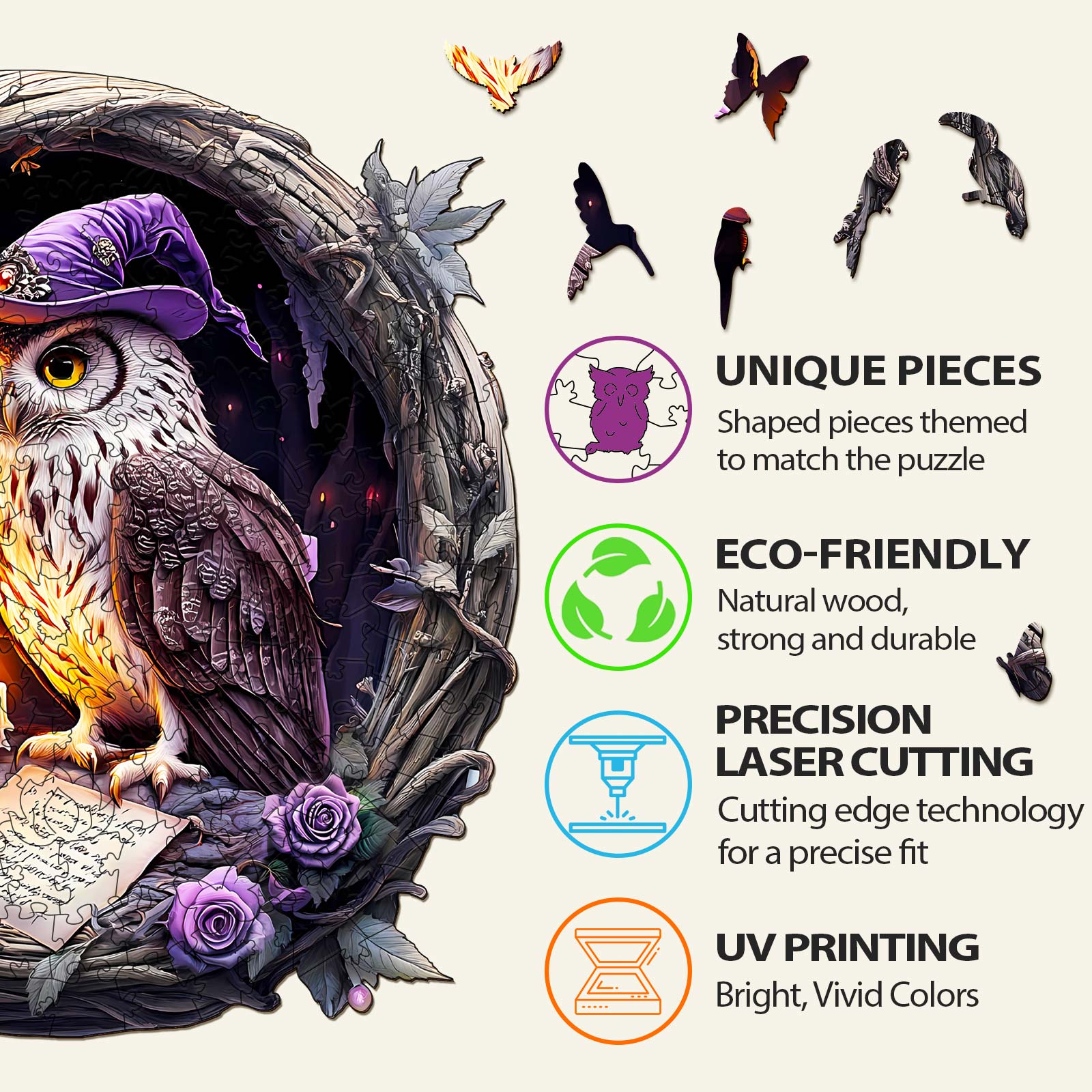 3D Witch Owl Wooden Jigsaw Puzzle