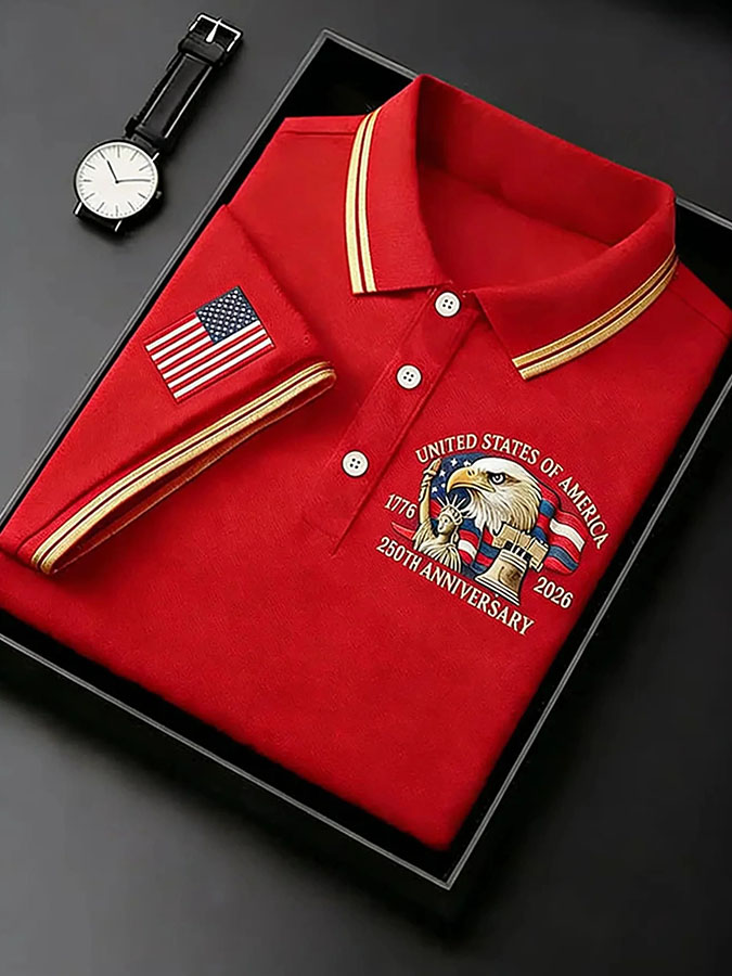 Men'S Casual Independence Day 250Th Anniversary Polo Shirt