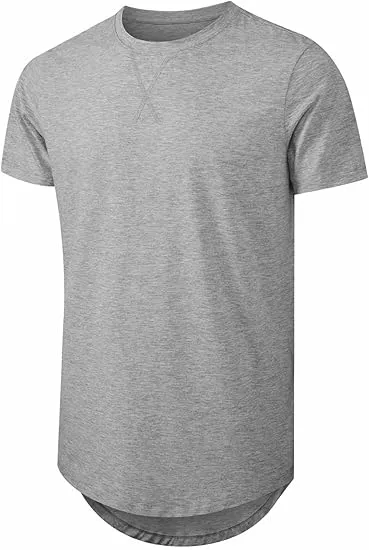 Cotton Hipster Hip Hop Longline Crewneck T-Shirt,Menswear Casual Tshirt Tops