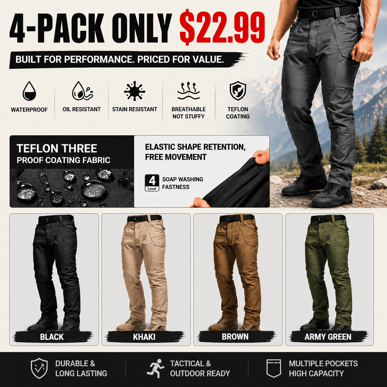 Men's Tactical Soft-Shell Cargo Pants