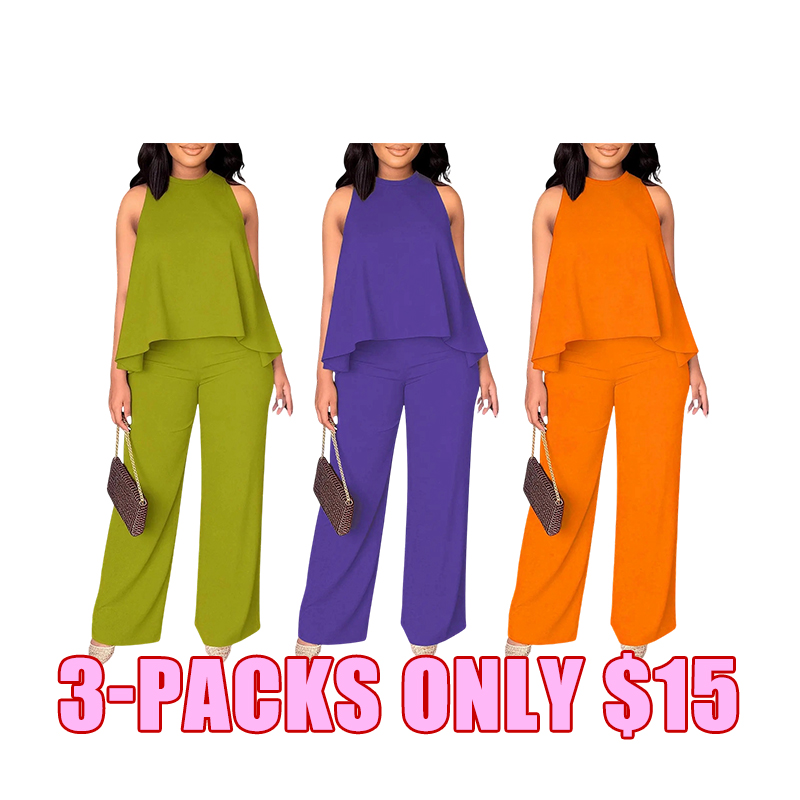 Summer Sleeveless Capri Top & Wide-Leg Pant Set