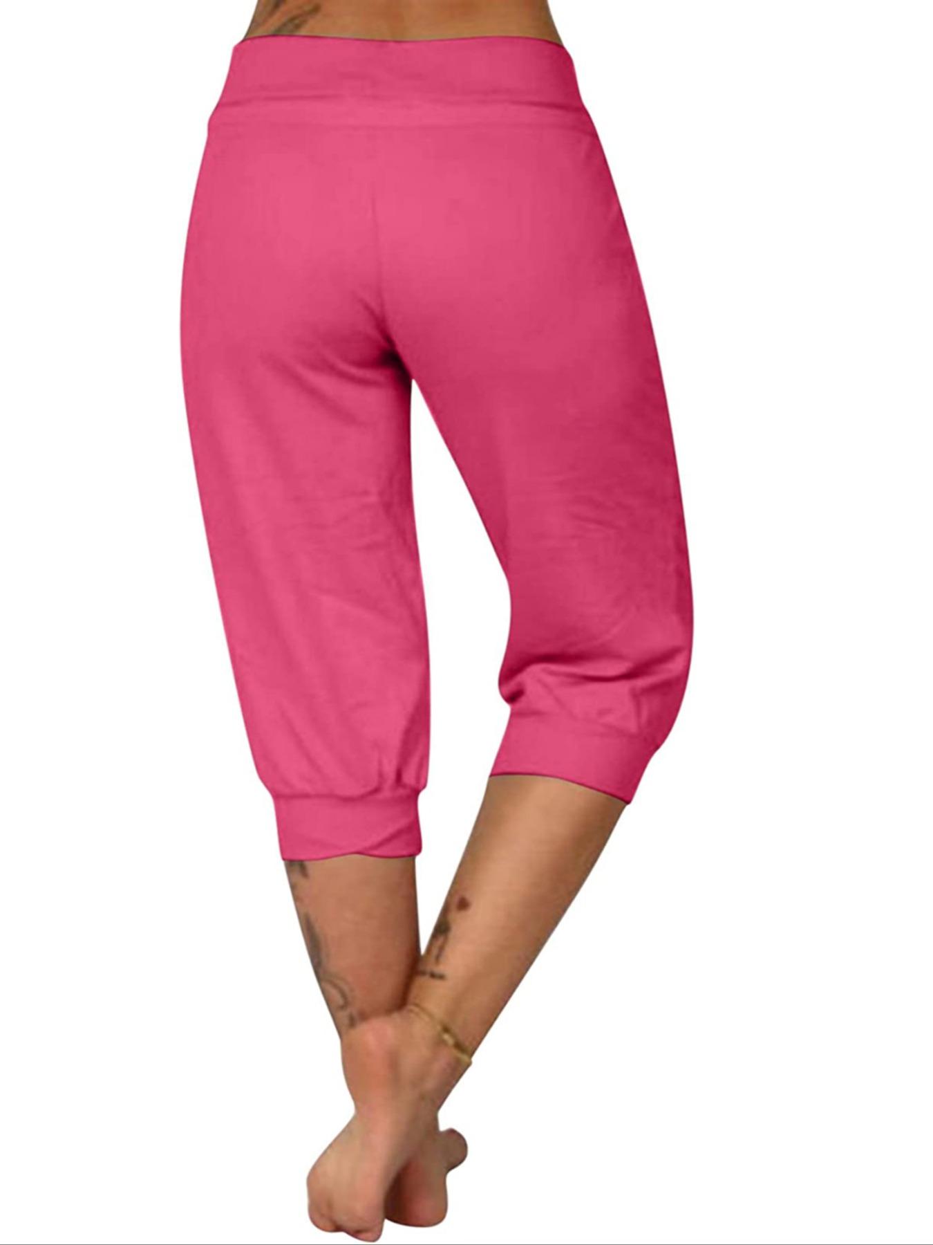 Women's Solid Color Capri Pants, Casual Comfy Pants for Summer, Fashion Women's Bottoms for Daily Wear