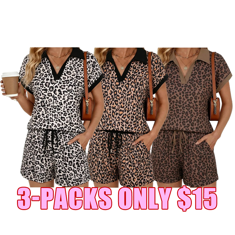 Women's Everyday Lounge V-Neck Shorts 2 Piece Set