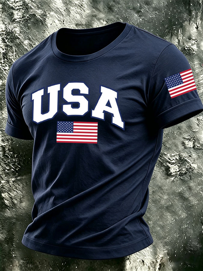 Men's The United States of America Printed Casual T-shirt