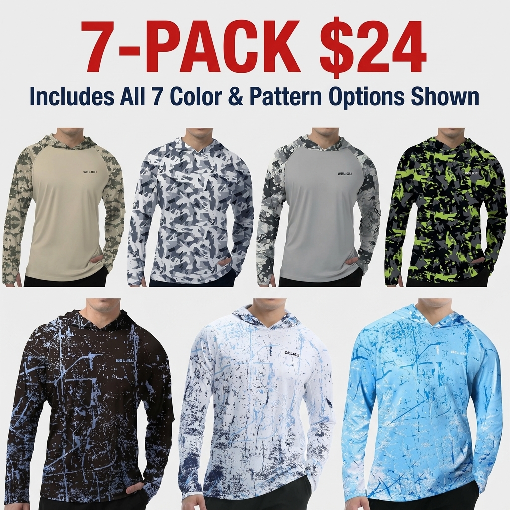 Men's UPF 50+ Sun Protection Hoodie Shirt Long Sleeve SPF Fishing Outdoor UV Hiking Lightweight Shirts