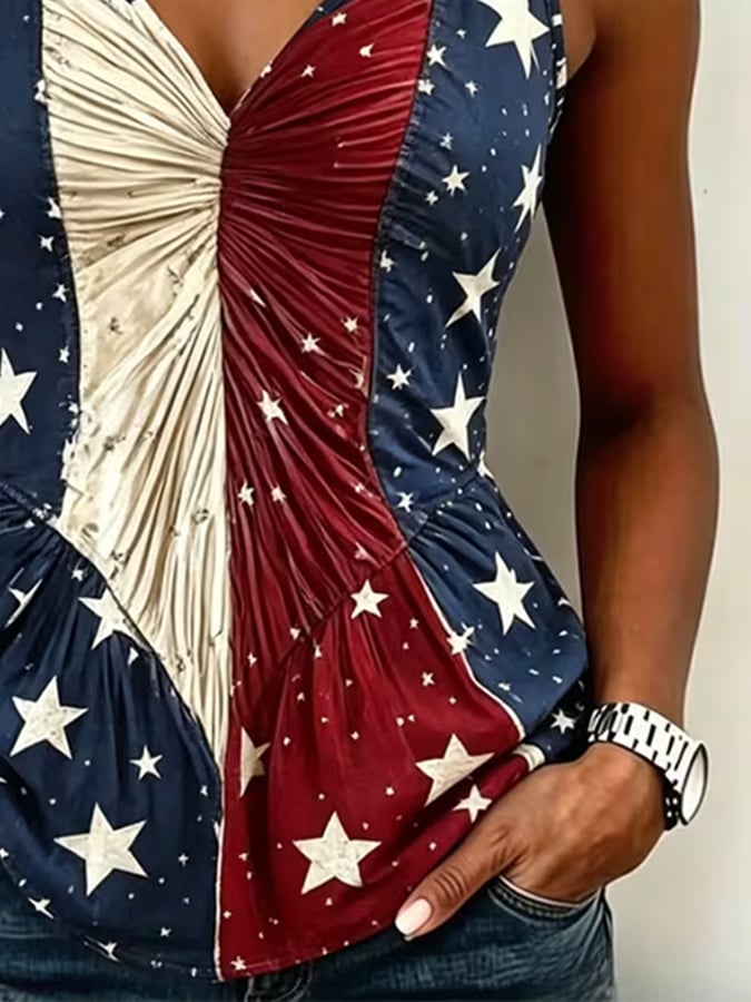 Women's Independence Day Printed Ruched Tank Top