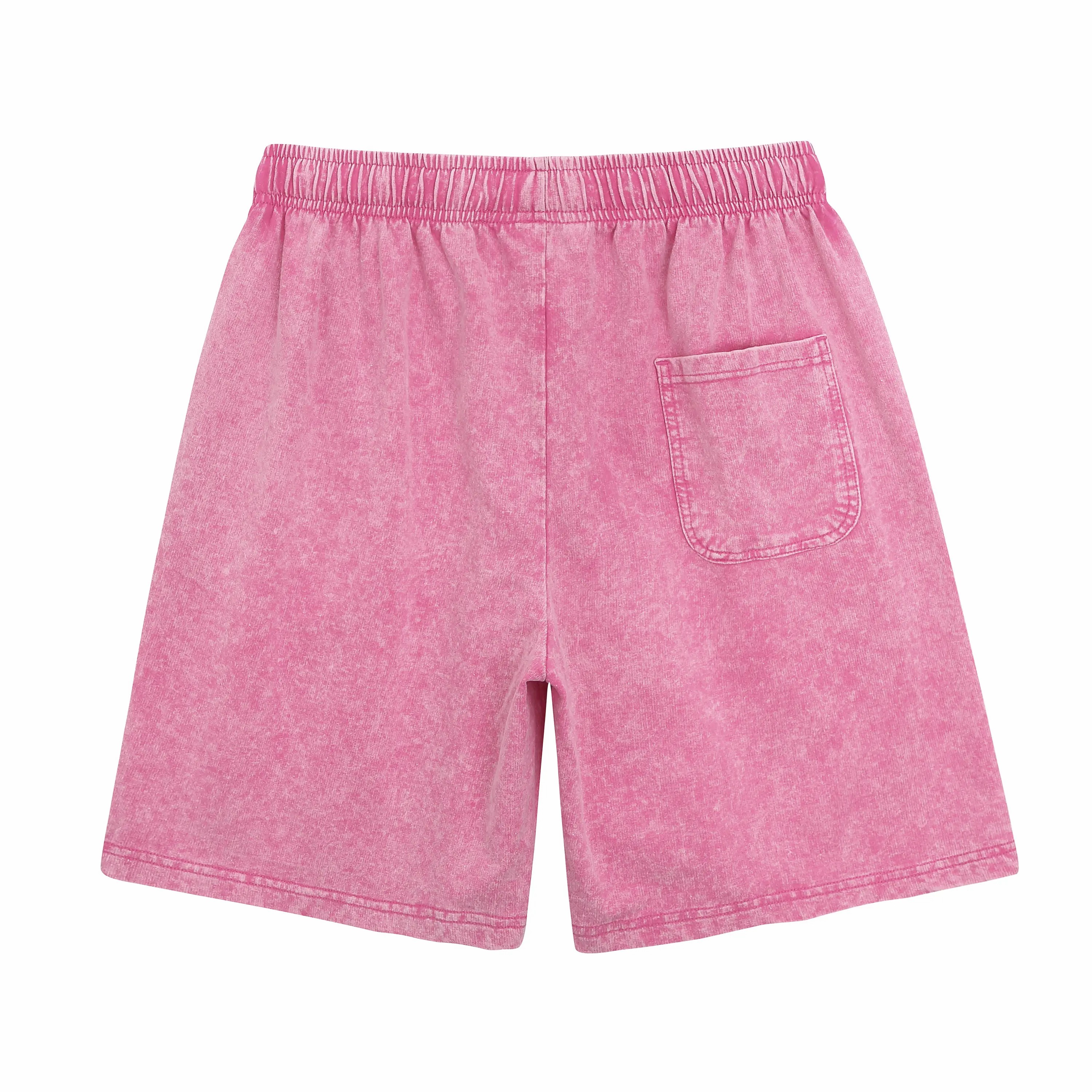 Unisex Acid Wash Graphic Sweat Shorts – Cotton Baggy Casual with Pockets