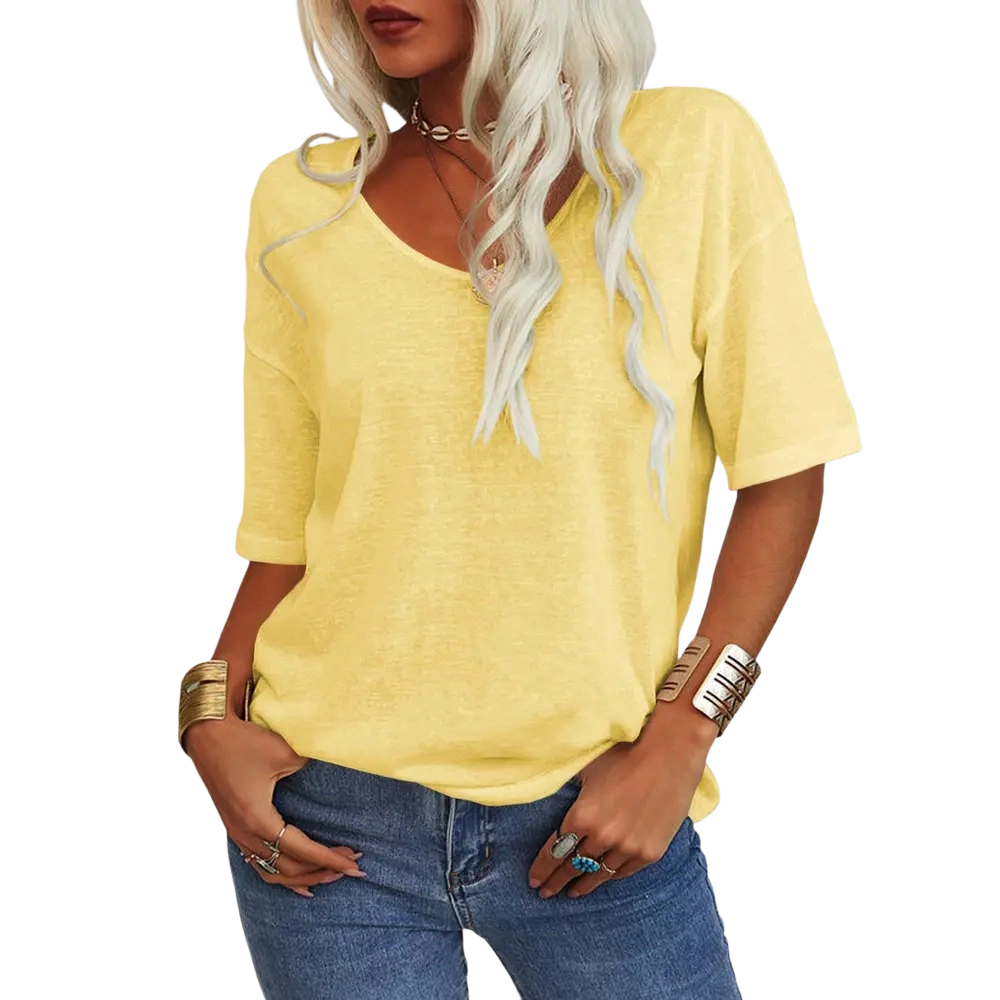 Women’s Soft V-Neck Casual Loose Fit T-Shirt