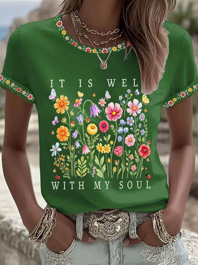 Women's Faith Print Casual T-shirt