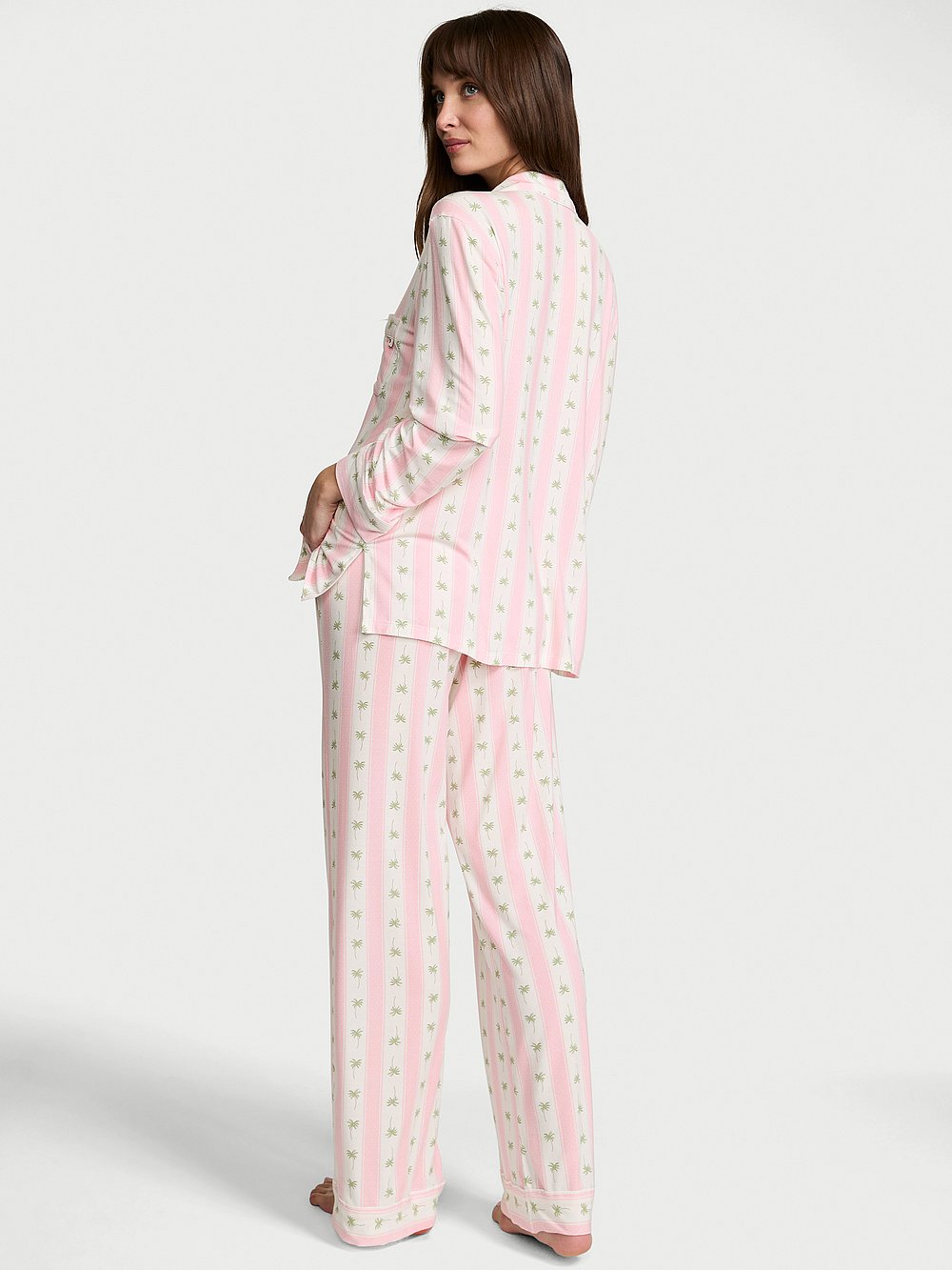 Modal Long Pajama Set Pretty Blossom Palms