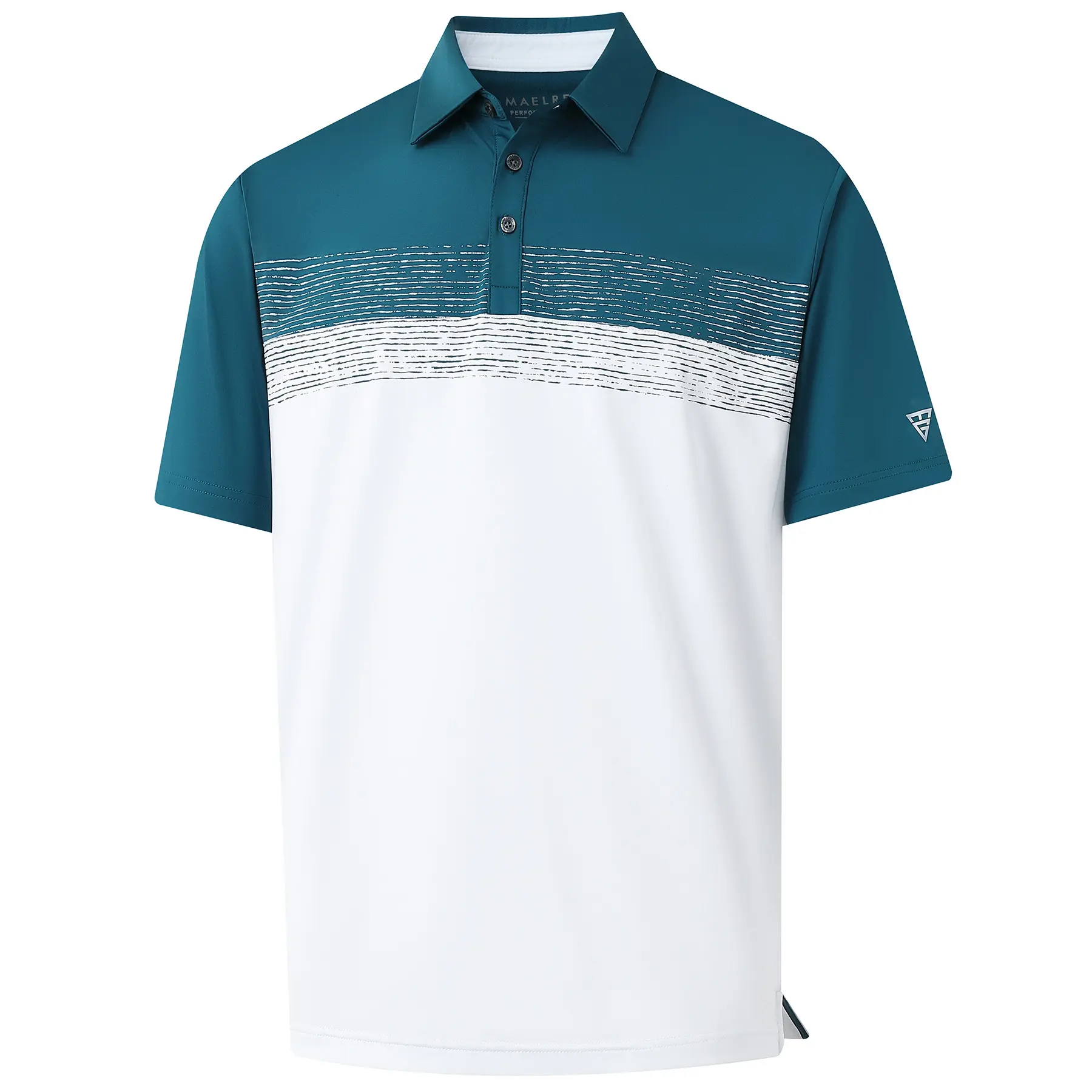 Polo Shirts for Men Dry Fit Performance Chest Print Color Block Moisture Wicking Casual Short Sleeve Golf Shirts