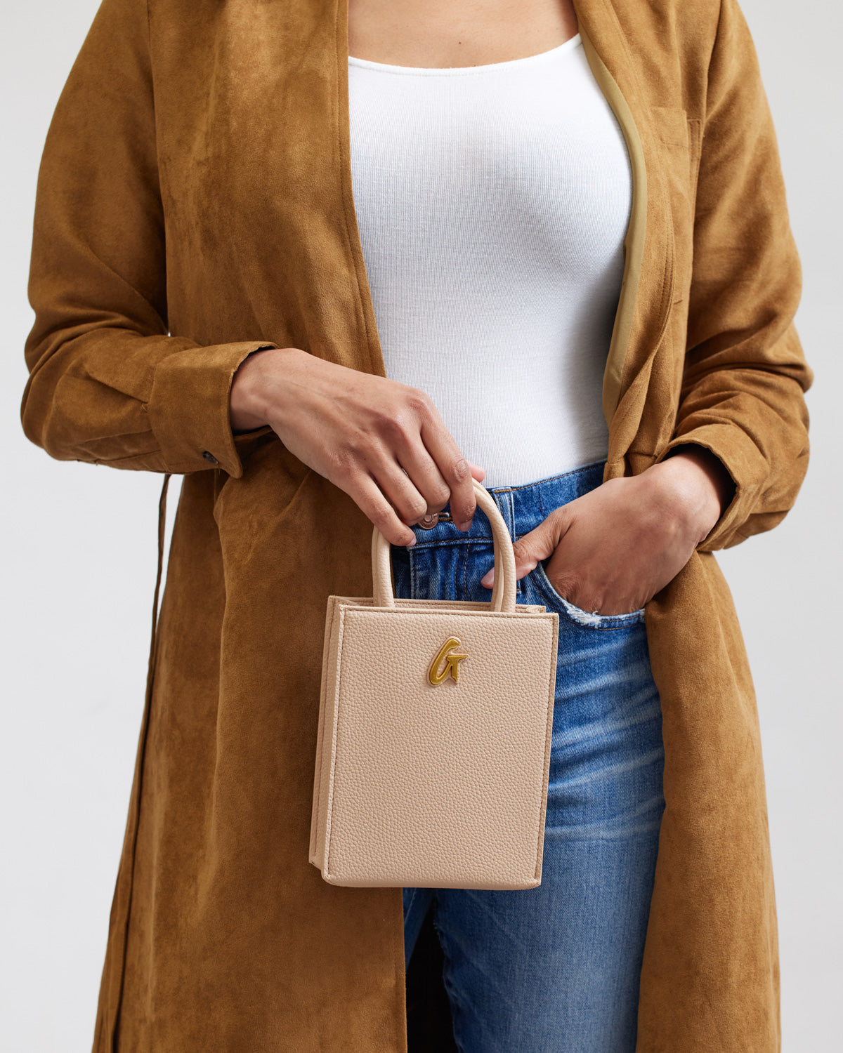 MINI PEBBLE TOTE - NUDE