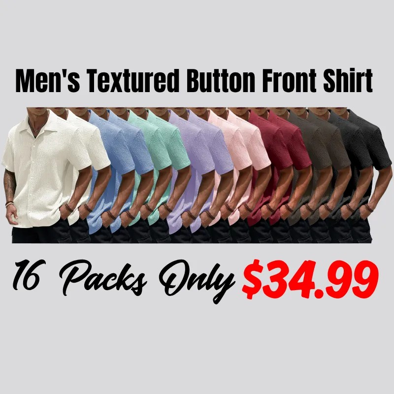 Men's Textured Button Front Shirt