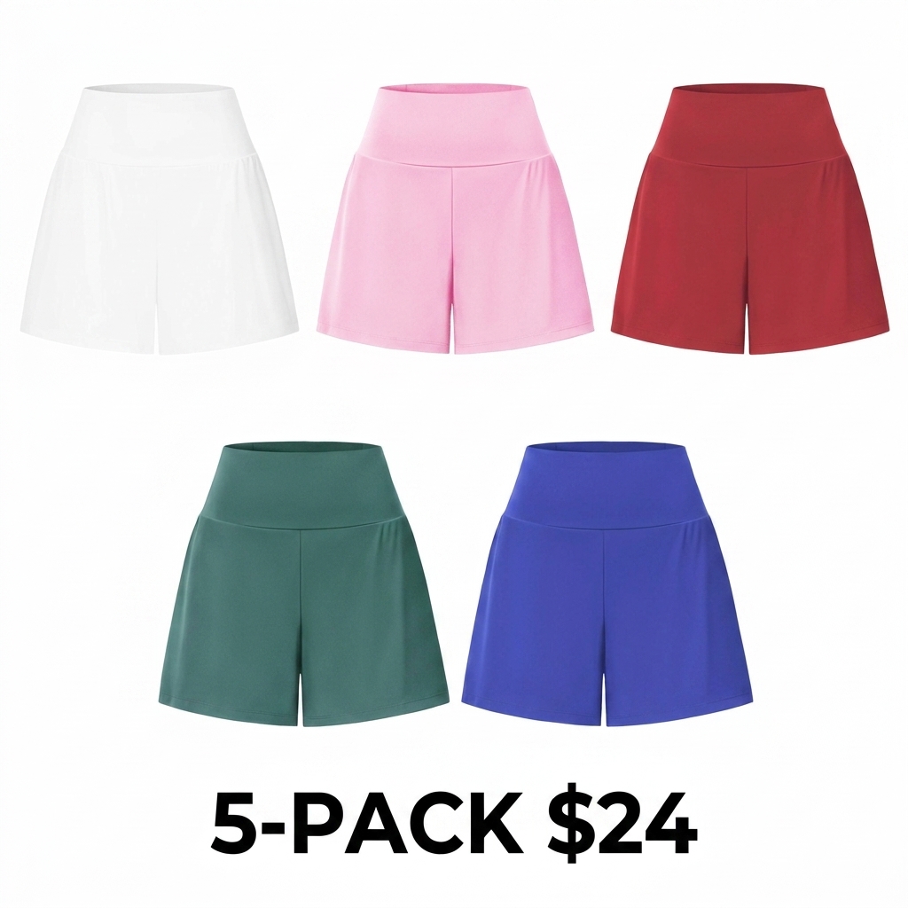 Women's 10-Piece Super High Waisted 2-in-1 Yoga Shorts Set – 5