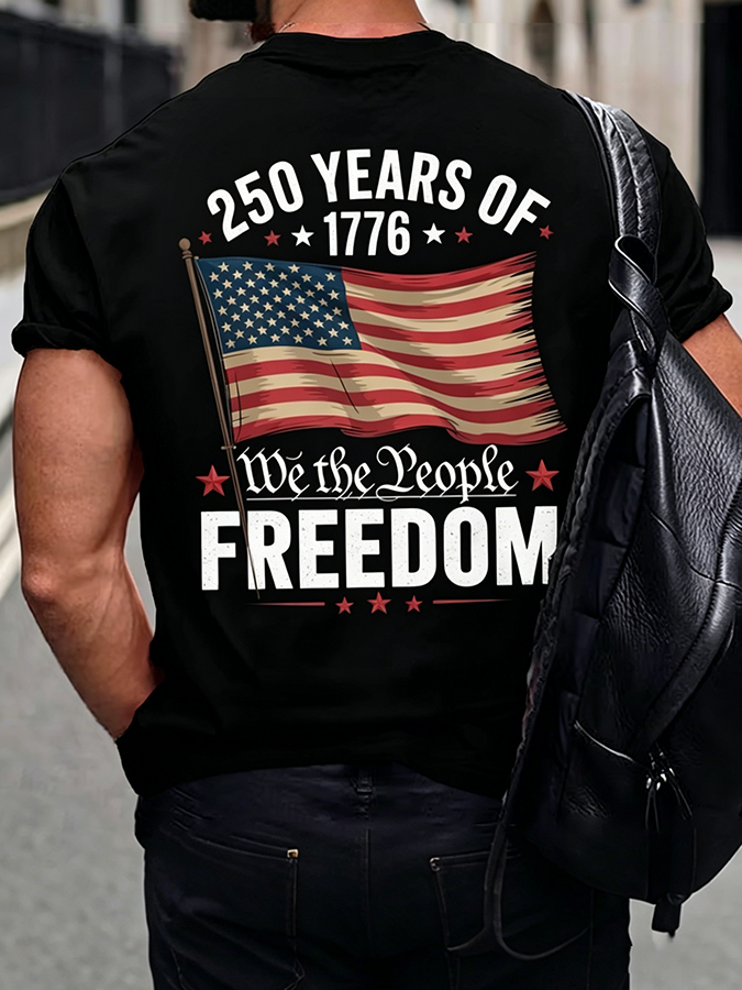 Men'S Casual American 1776-2026 Anniversary Printed Short Sleeved T-Shirt