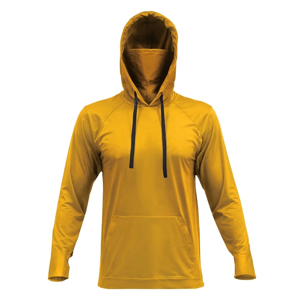 🔥Men's UPF 50 Hooded Long Sleeve Outdoor Shirt with Gaiter Lightweight Moisture Wicking Fishing & Construction Work Wear