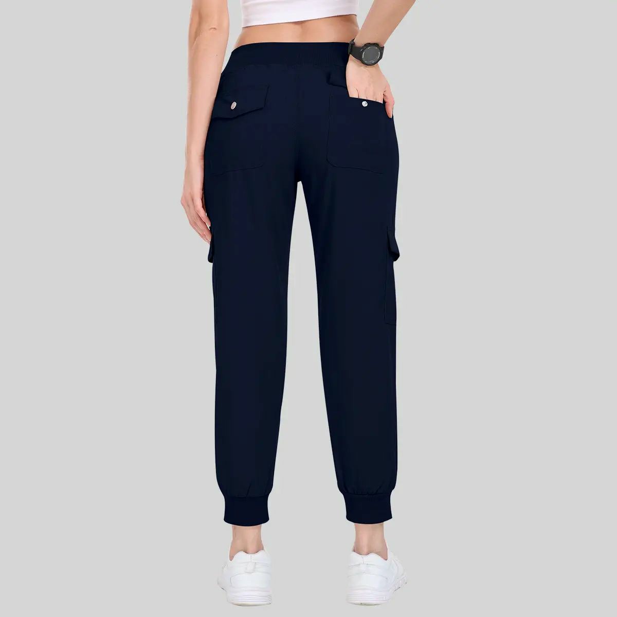 Women's Lightweight Hiking Cargo Pants Outdoor Quick Dry Casual Travel Sweatpants Joggers Elastic Waist Button Pockets Comfy Moms over 30 Basic four season