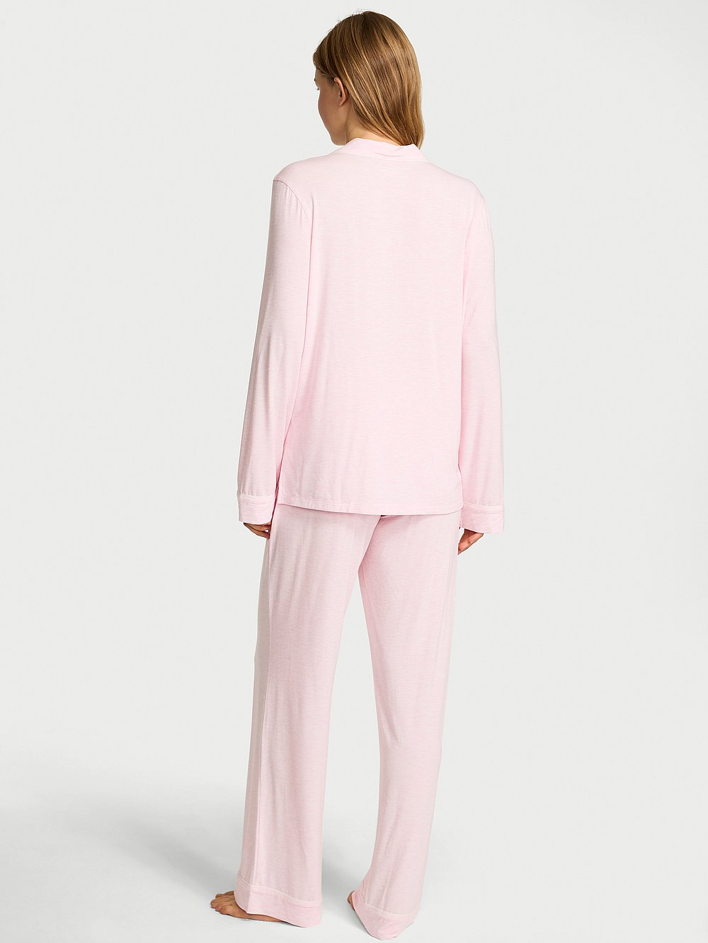 Modal Long Pajama Set  Heather Pink Petal