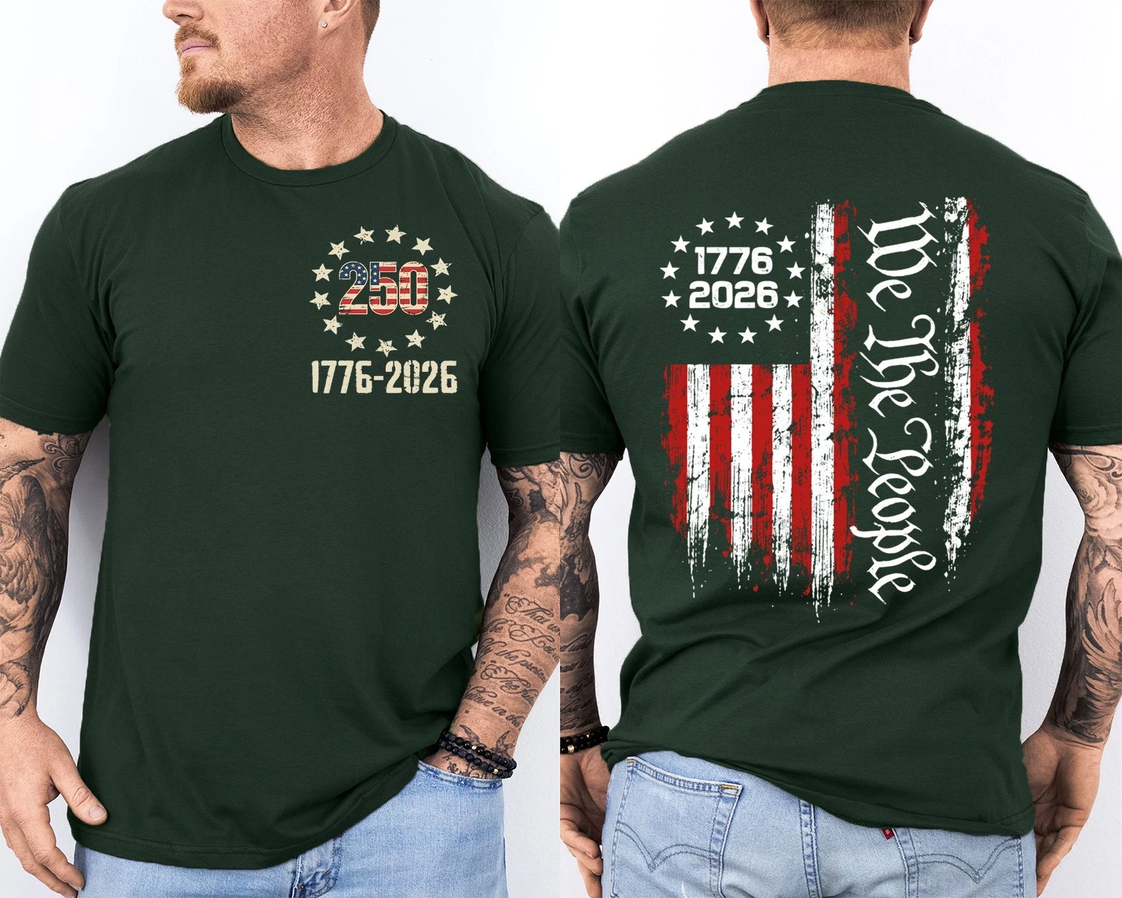 Men'S Casual American 1776-2026 Anniversary Printed Short Sleeved T-Shirt