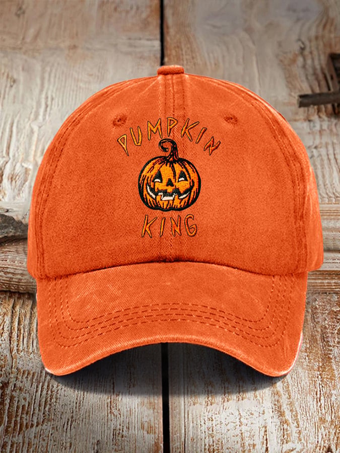 Vintage Pumpkin King Print Baseball Cap
