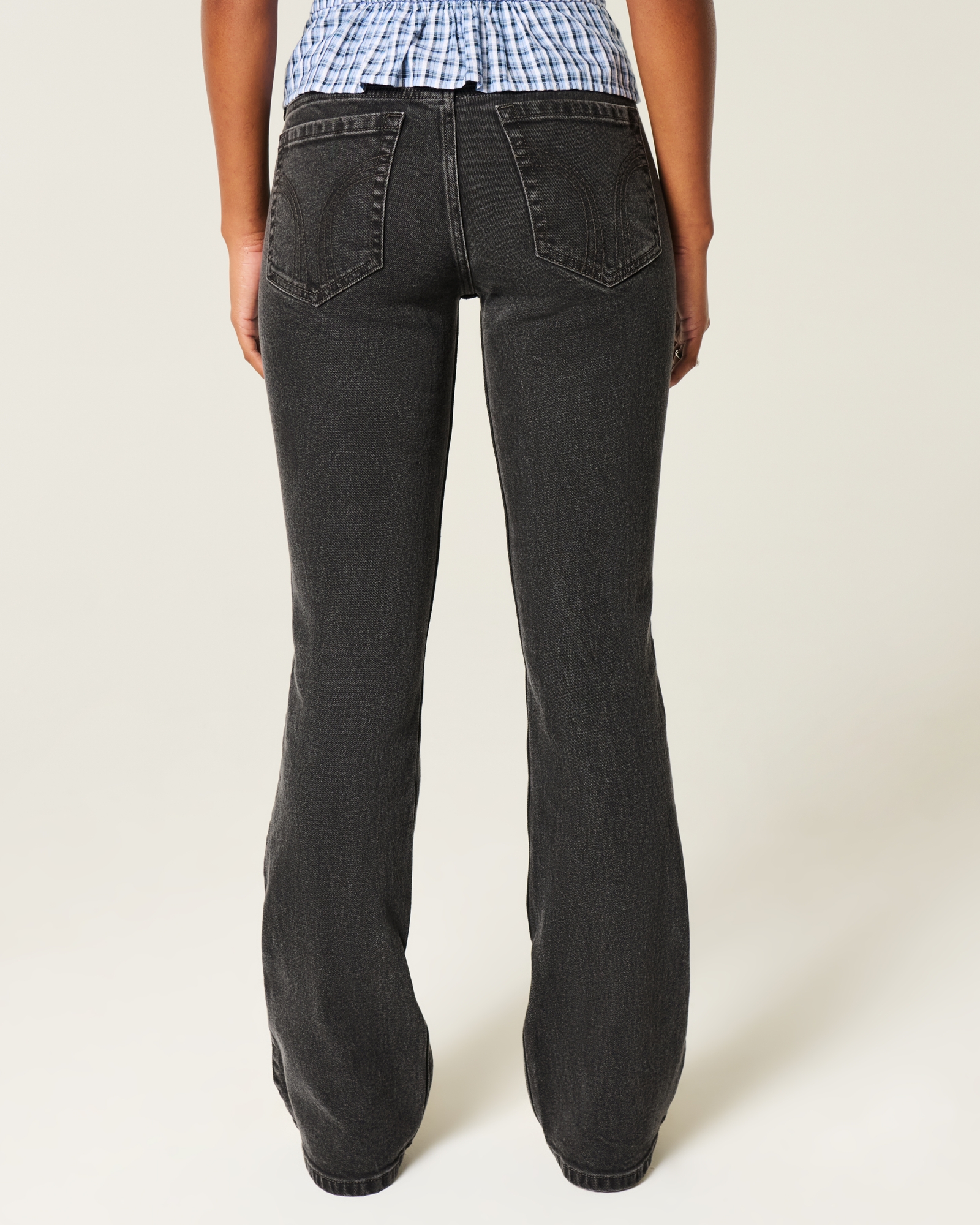 Low-Rise Dark Wash Embroidered Bootcut Jeans